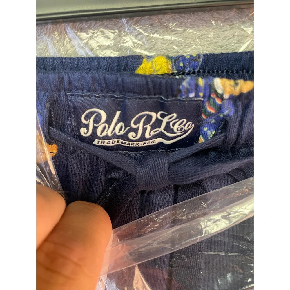 Polo Ralph Lauren Men 4X Navy Blue Polo Bear Print Cotton Sleepwear Pants NEW